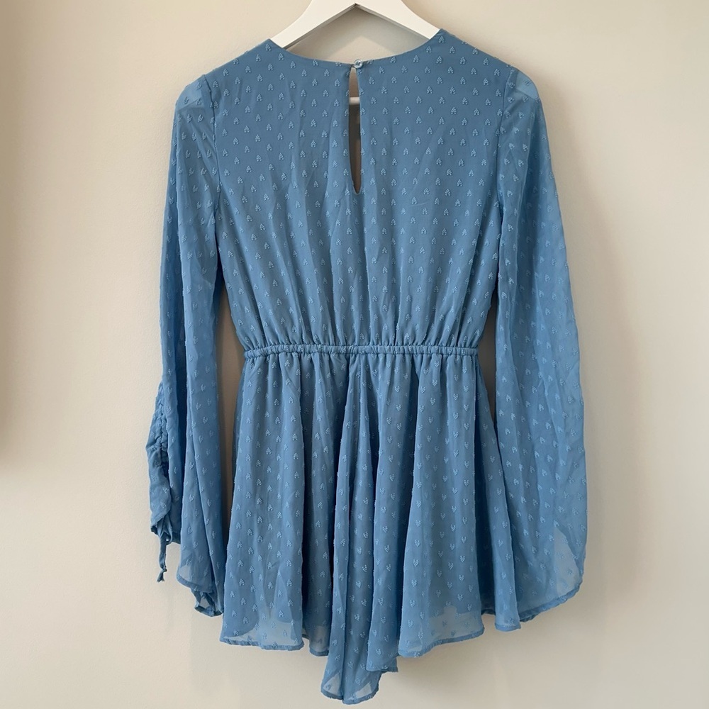 Altard State Blue Swiss Dot Romper Etherial Whimsical Faerie Romantic Boho Airy - Picture 10 of 11